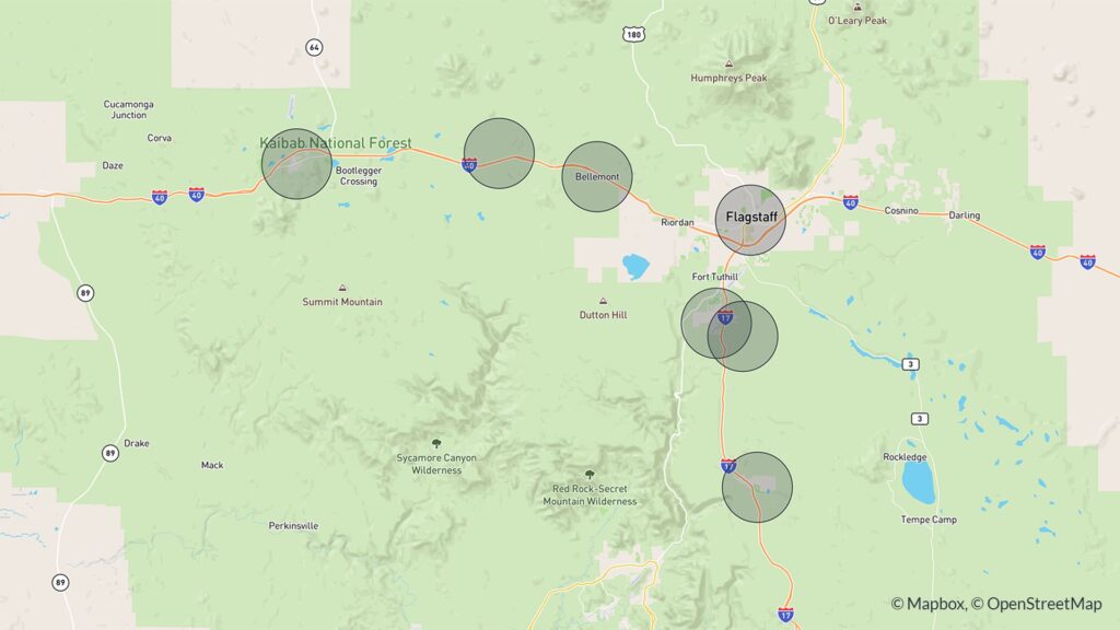 a map of Flagstaff and the surroundings where HomeVault offers property management services